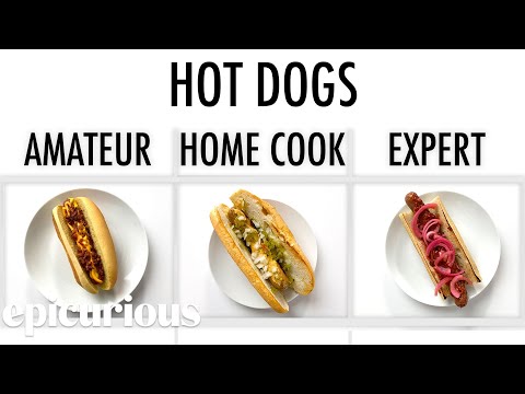 Köche unterschiedlicher Fähigkeitsstufen machen Hot Dogs