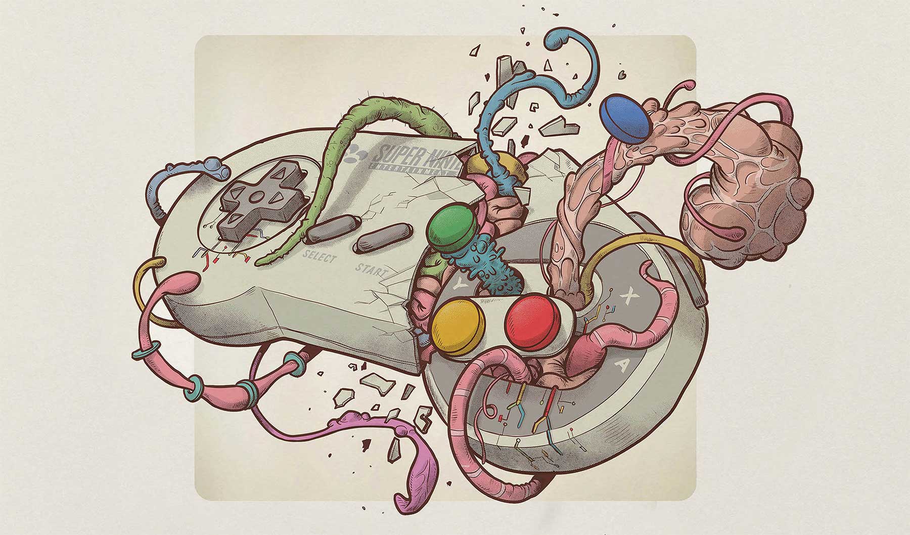 Illustration: Videospiel-Tentakel-Controller