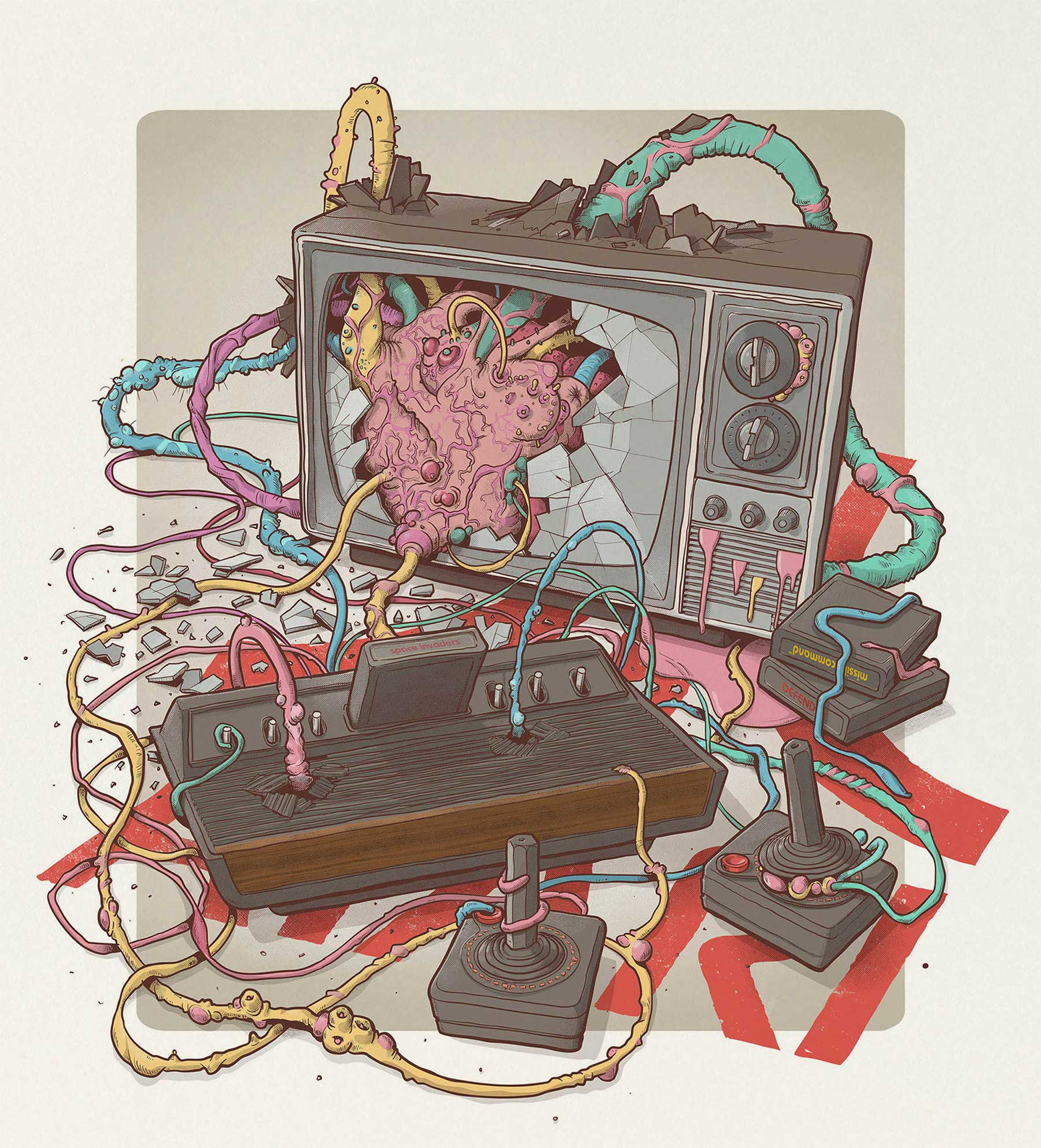 Illustration: Videospiel-Tentakel-Controller Paul-Hollingworth-Out-of-Control-tentakelcontroller_05 