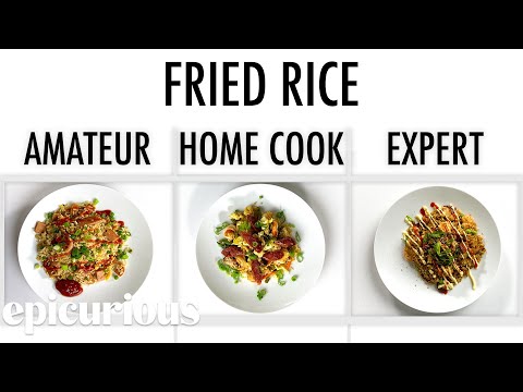 Köche unterschiedlicher Fähigkeitsstufen machen gebratenen Reis