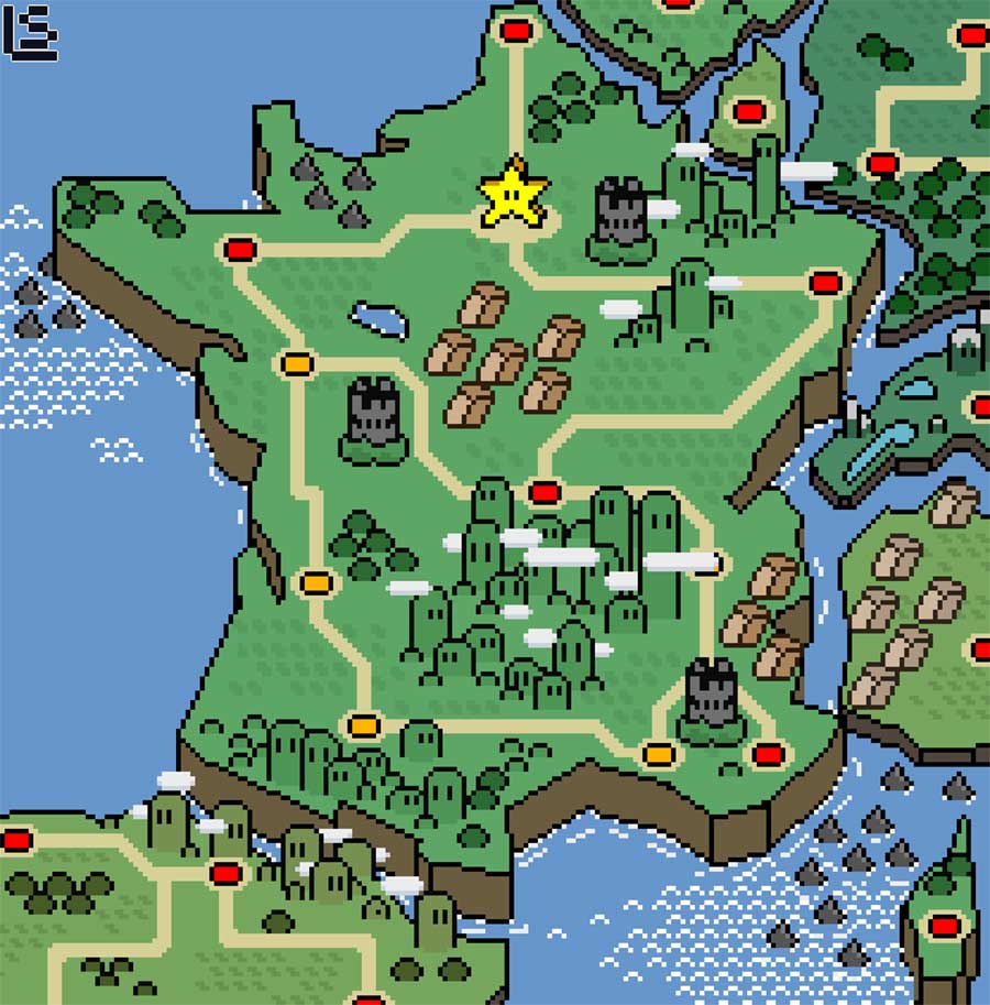 Landkarten im „Super Mario World“-Design