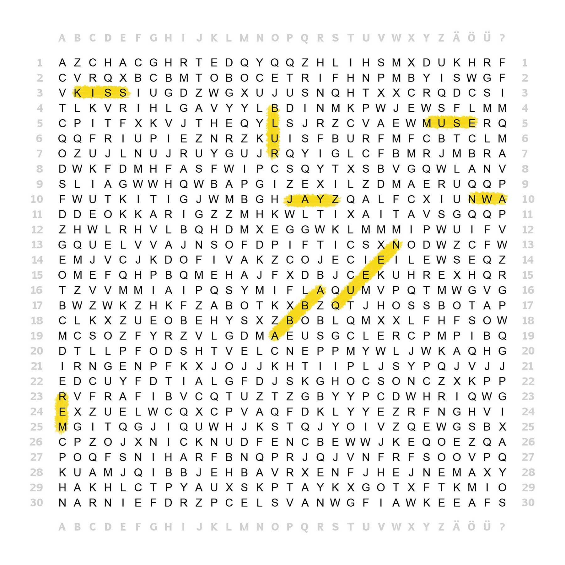 Wortsuche: Versteckte Bandnamen Wortsuche-Raetsel_01_LOESUNG