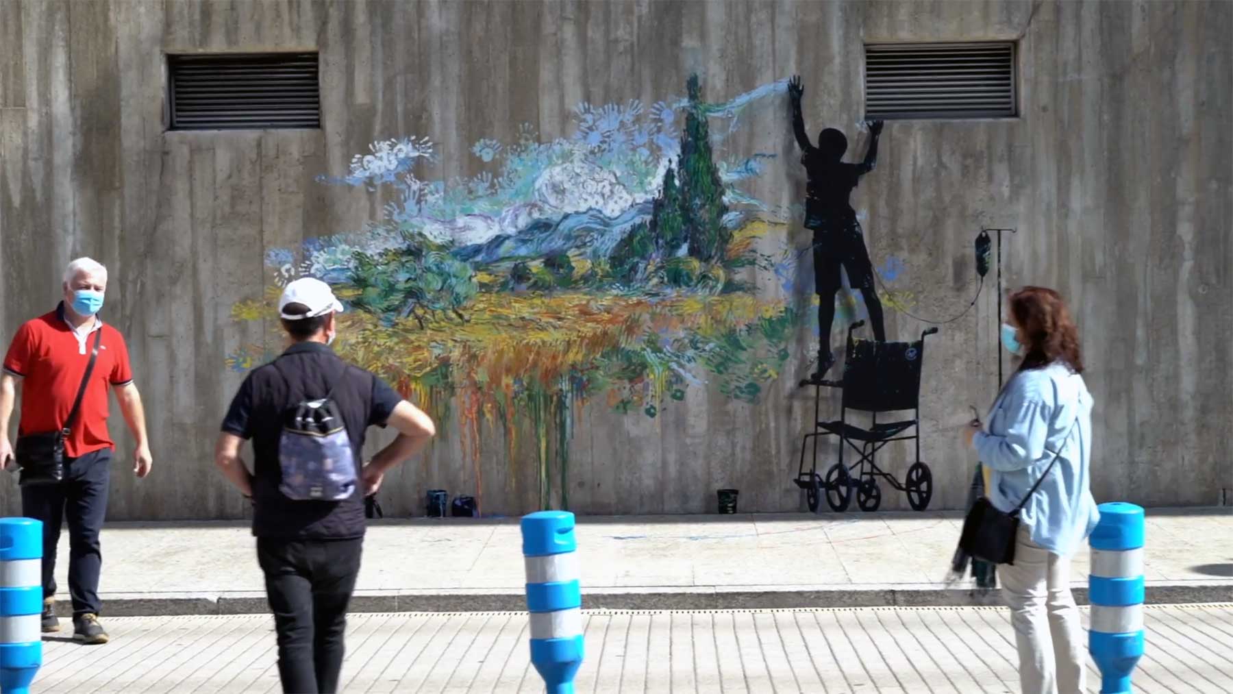 Street Art zu Ehren des spanischen Klinikpersonals