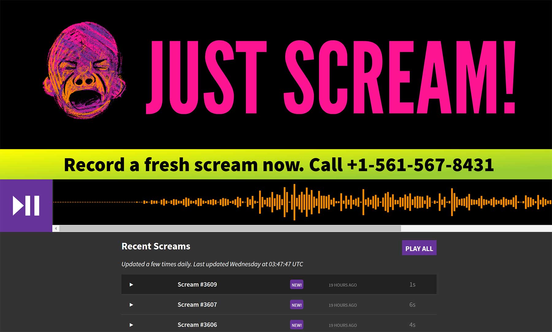 JustScream.Baby sammelt User-Schreie
