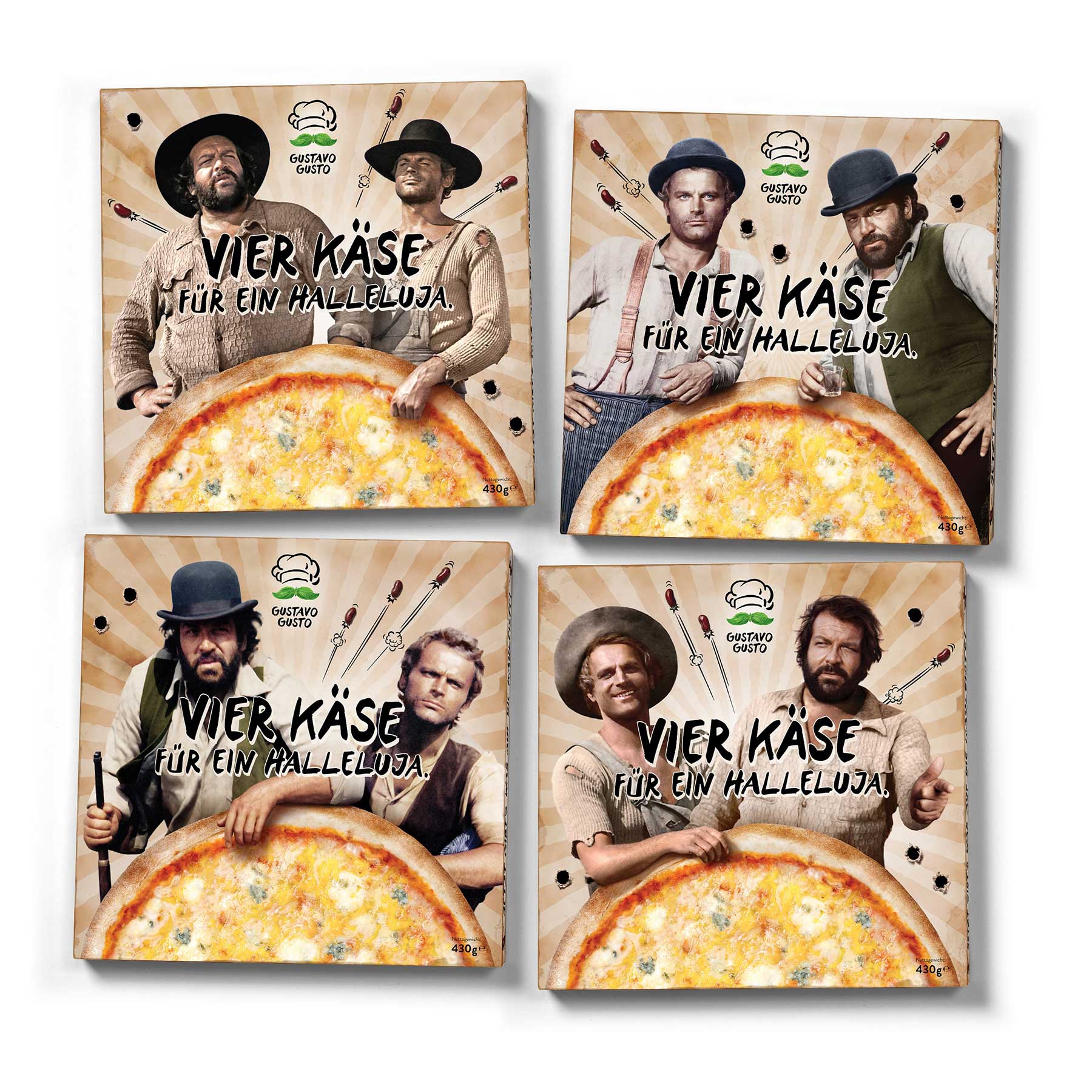 "Vier Käse für ein Halleluja." - Bud Spencer & Terence Hill Pizza von Gustavo Gusto im Test vier-kaese-fuer-ein-halleluja-packs 