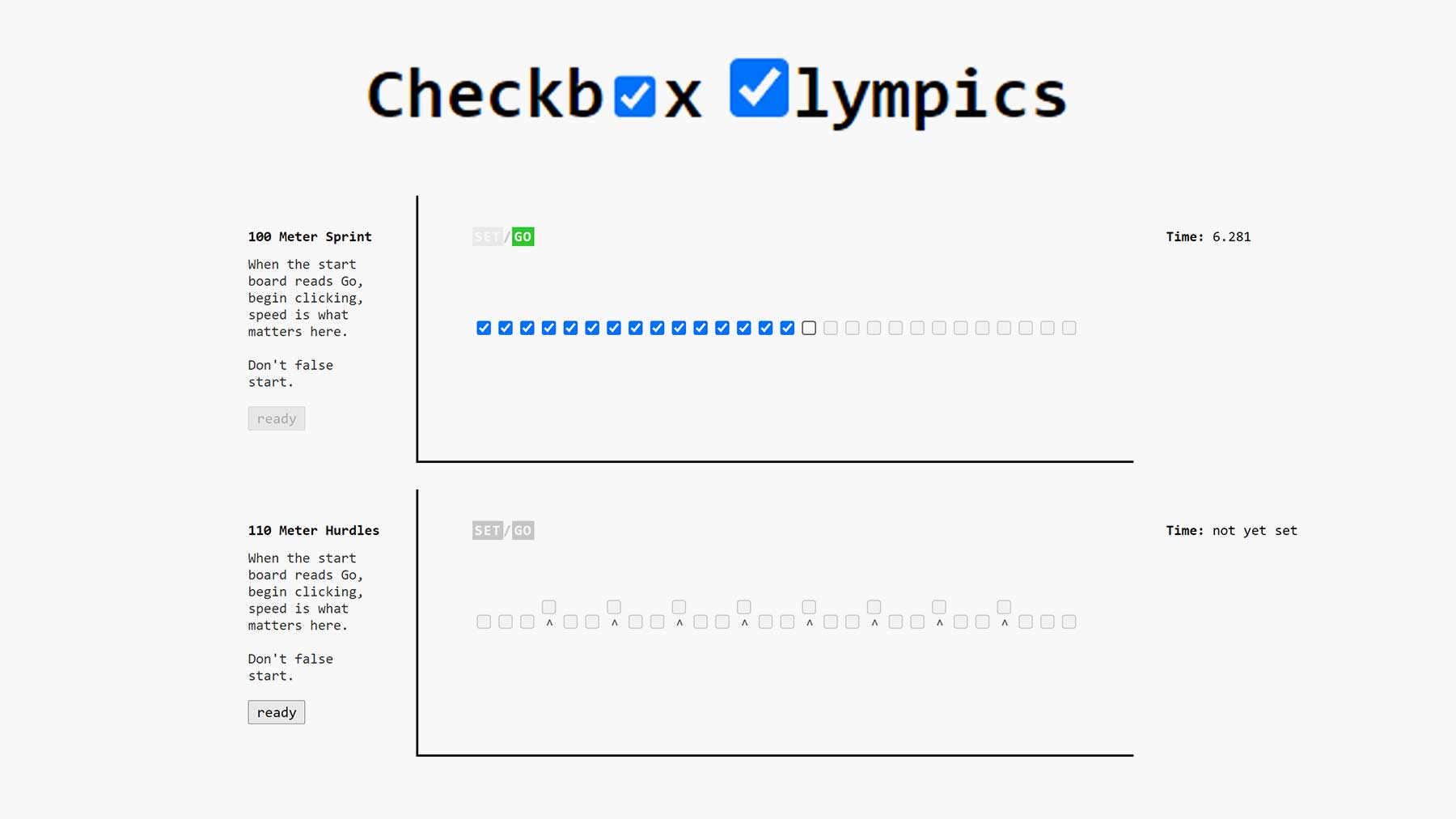 Olympische Checkbox-Spiele