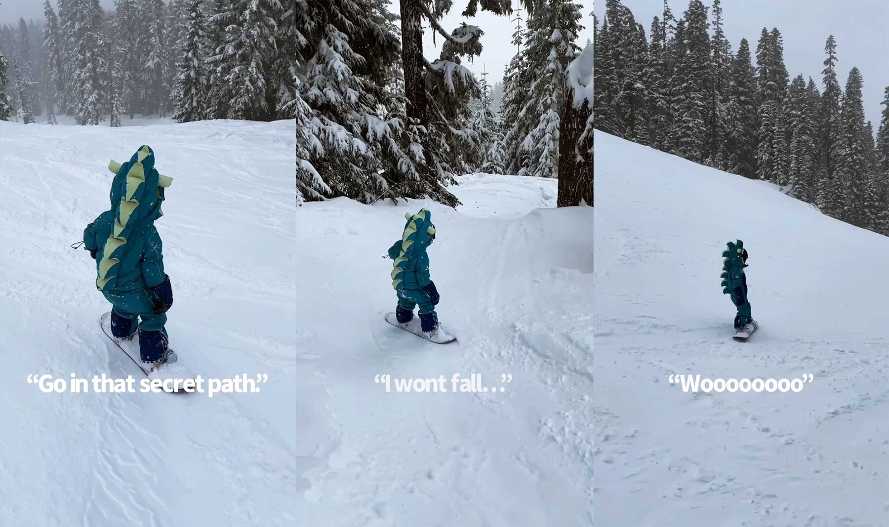 Super-süß: Was eine 4-Jährige beim Snowboarden sagt