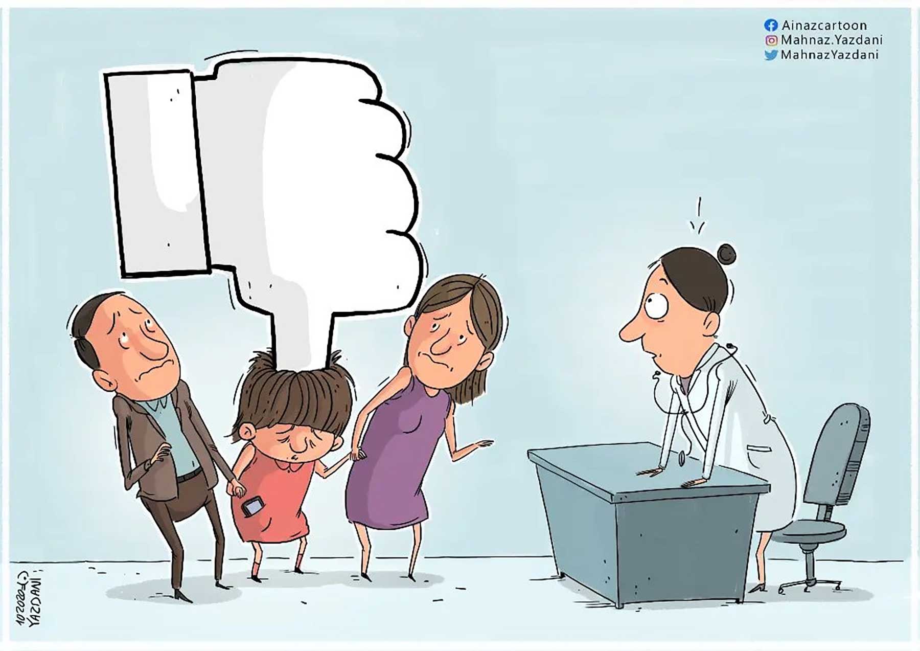 Gesellschaftskritische Karikaturen von Mahnaz Yazdani