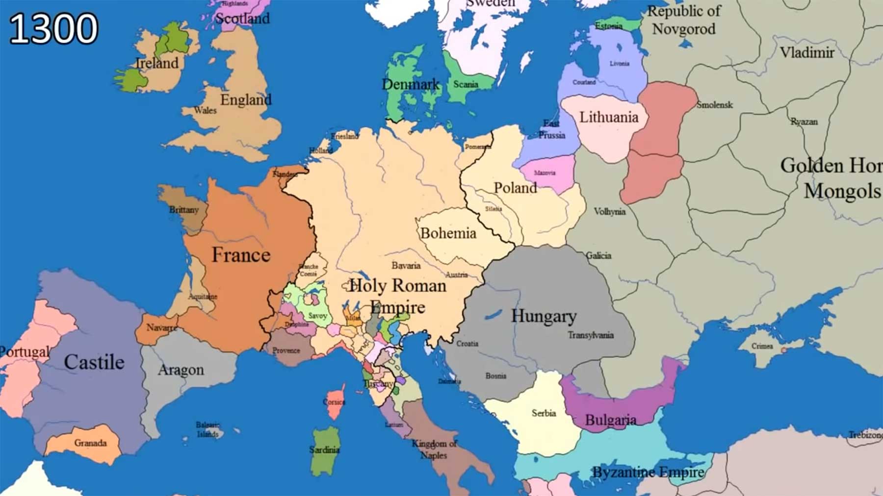 Entwicklung der Grenzen Europas zwischen den Jahren 1000-2013