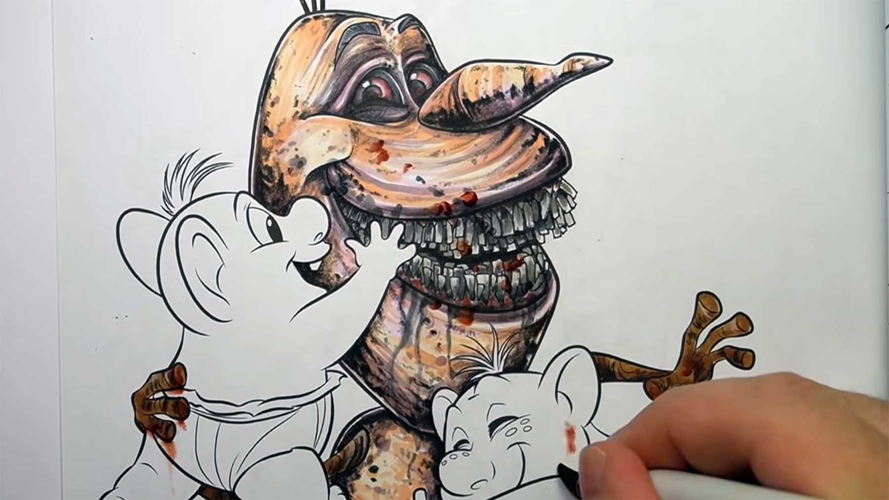 Wenn ein Horror-Zeichner Disney-Malbücher ausmalt... horror-kuenstler-malt-disney 