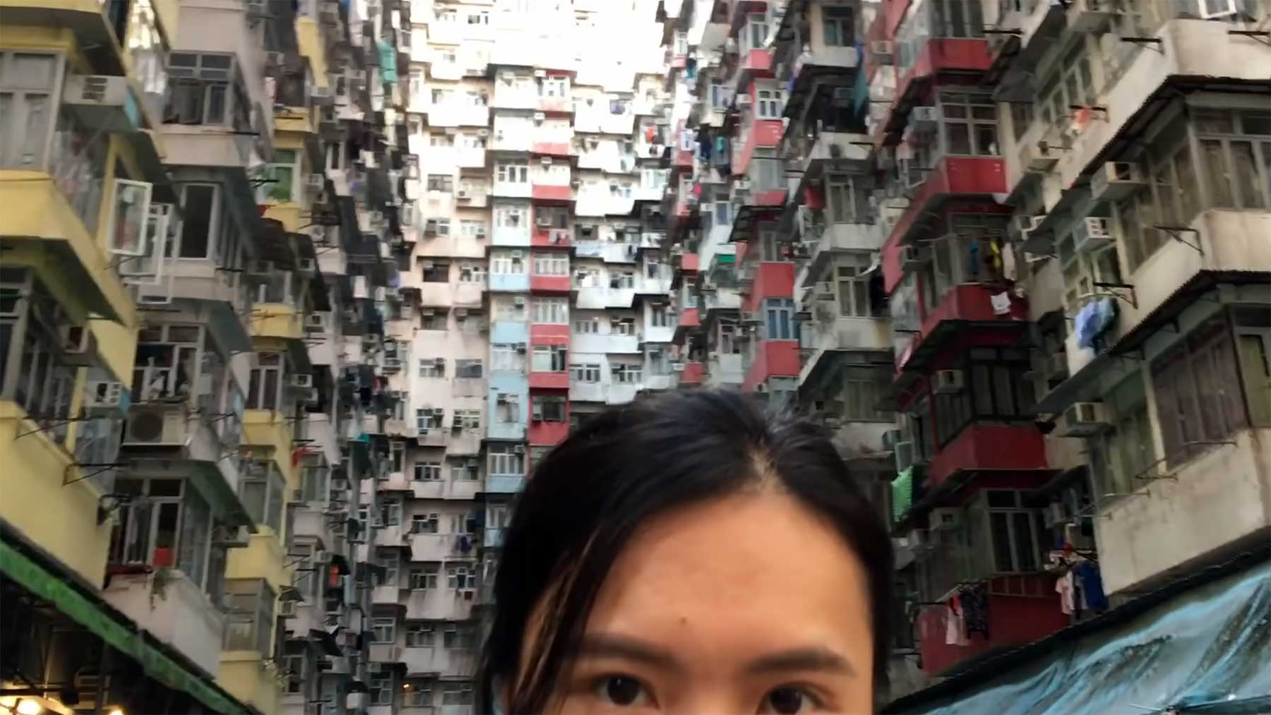 Das Leben in einem Hochhaus-Komplex in Hong Kong
