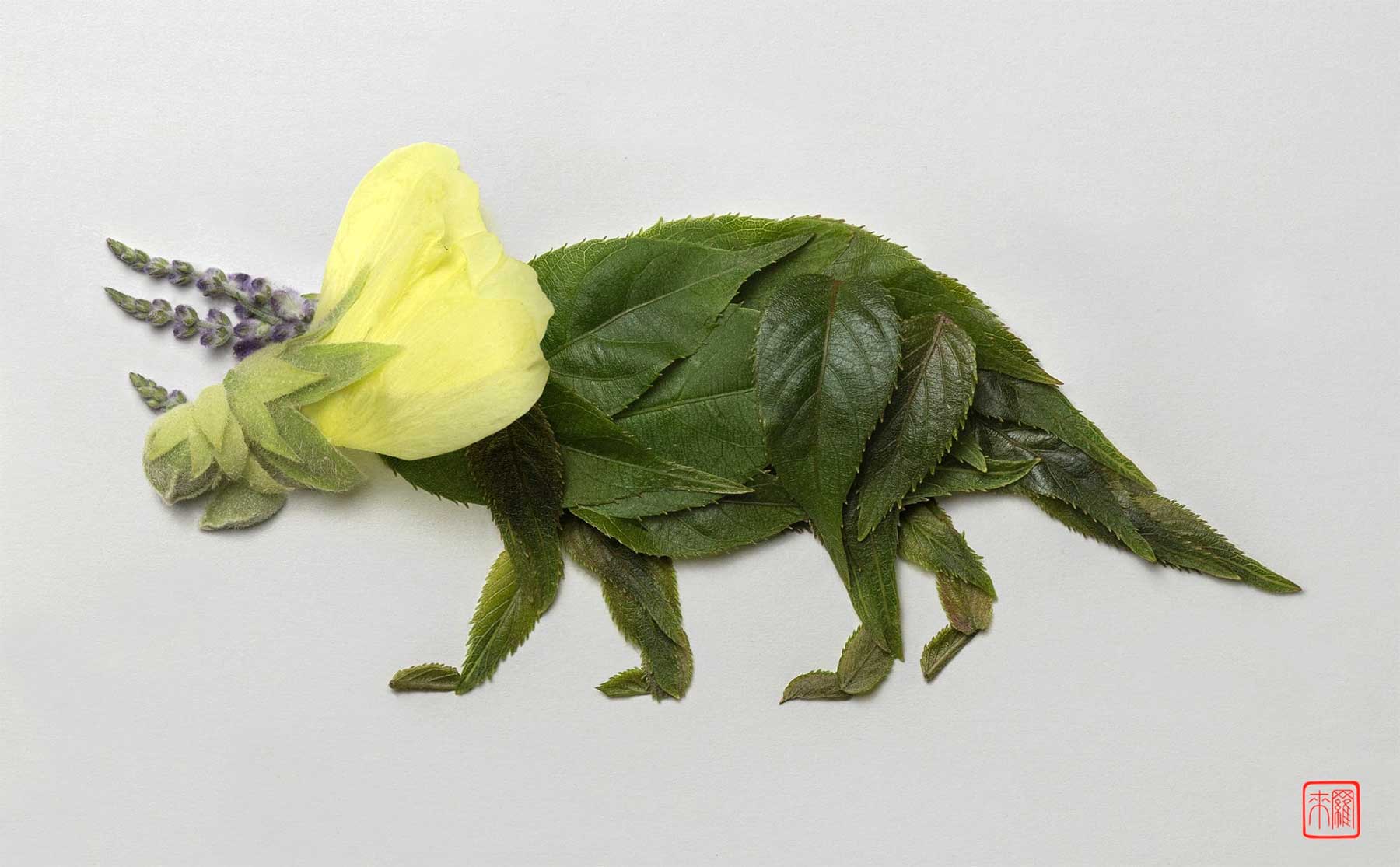 Blätter-Blüten-Dinosaurier von Raku Inoue