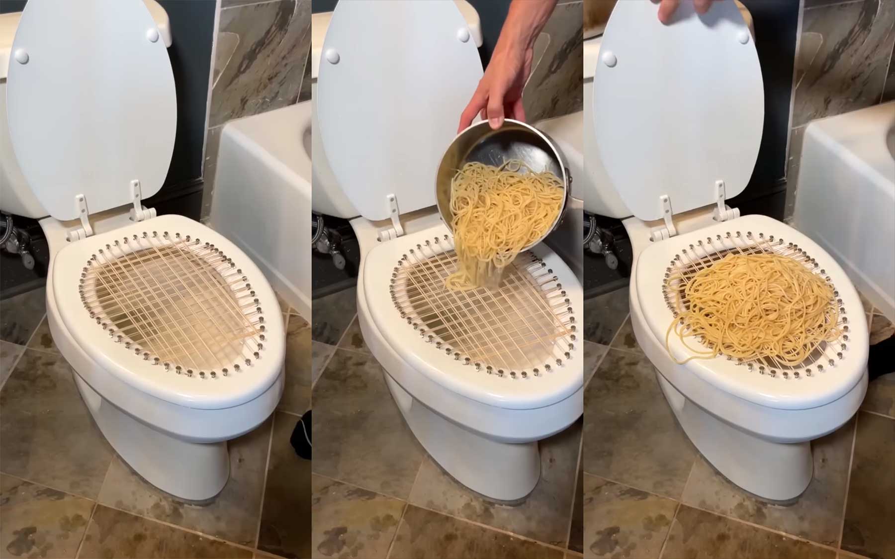 Pasta-Pott: Klobrille als Nudelsieb benutzen nudelsieb-toilette-klodeckel 