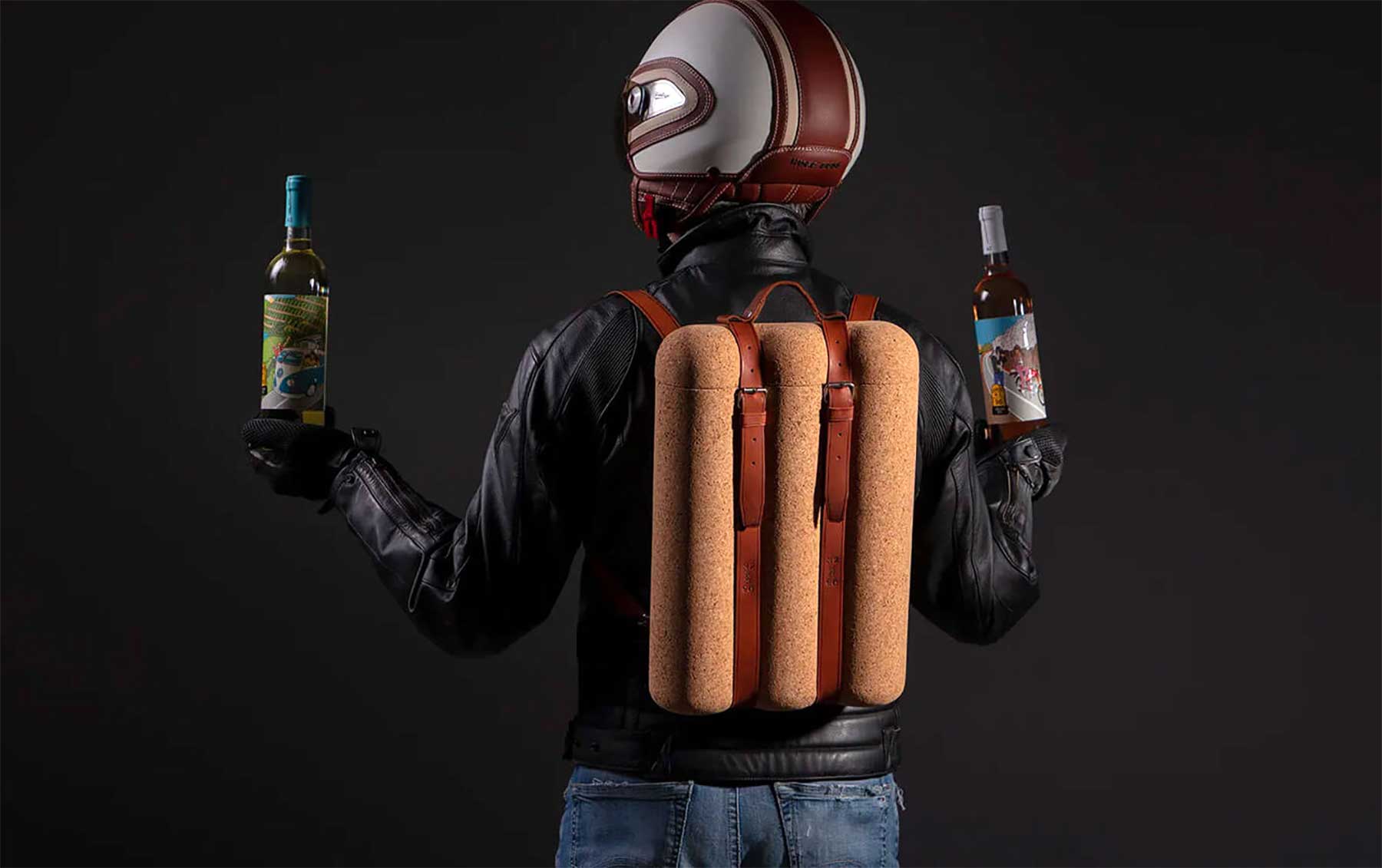 Stylischer Wein-Rucksack im Jetpack-Look