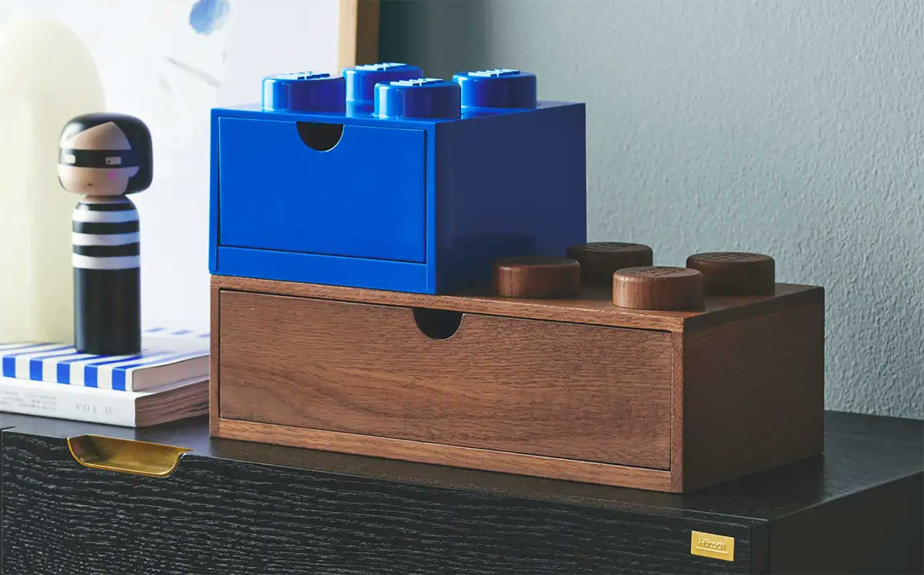 Stapelbare LEGO-Steine als Aufbewahrungsboxen mit Schubladen