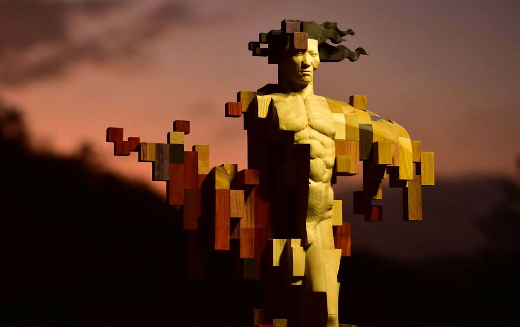 Pixel-Skulpturen aus Holz von Han Hsu-Tung