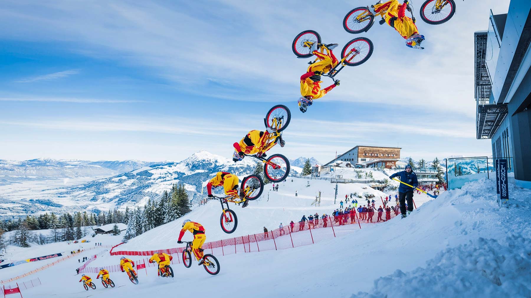 Mountainbiker Fabio Wibmer springt über die Streif Fabio-Wibmer-Kitzbuehel-Streif-video