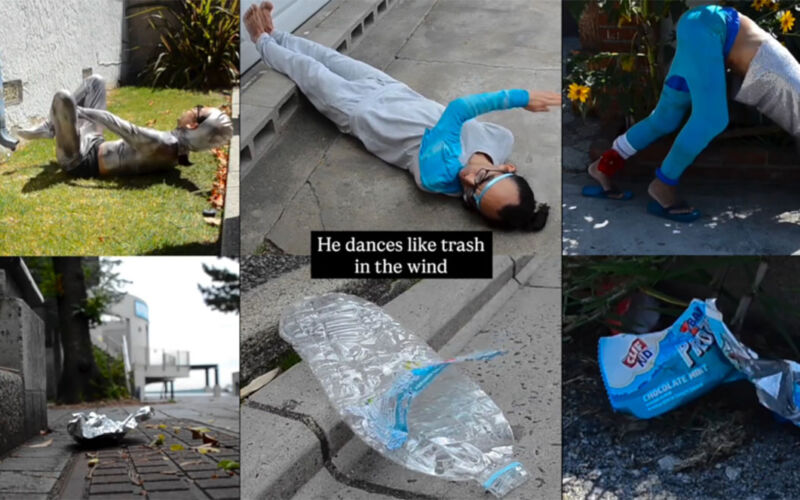 Mann kleidet und bewegt sich wie Müll