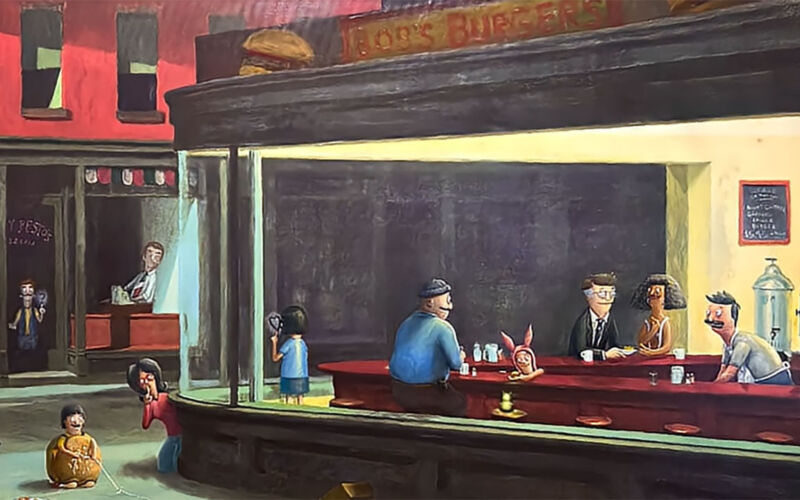 Popkultur auf alte Flohmarkt-Gemälde gemalt