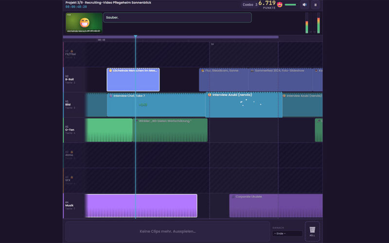 Cutter-Spiel im Browser: „Schnittgewitter“